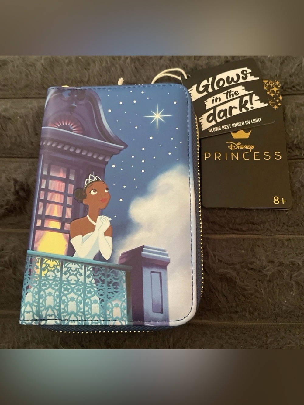 Loungefly Disney Princess Tiana Glow Stars Princess and the Frog Zip Wallet NEW